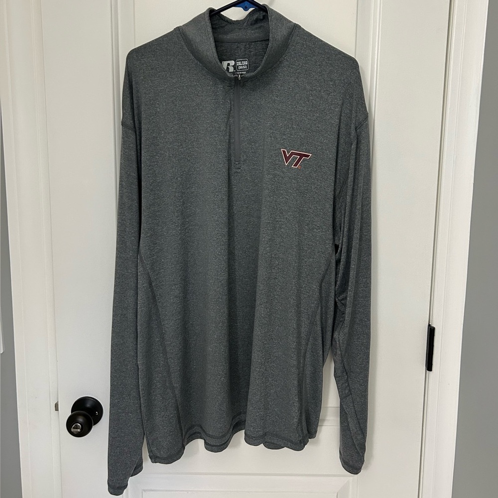 NWOT Virginia Tech 1/4 Zip Pullover XXL Russell Athletic Dri-Fit Long Sleeve 2XL